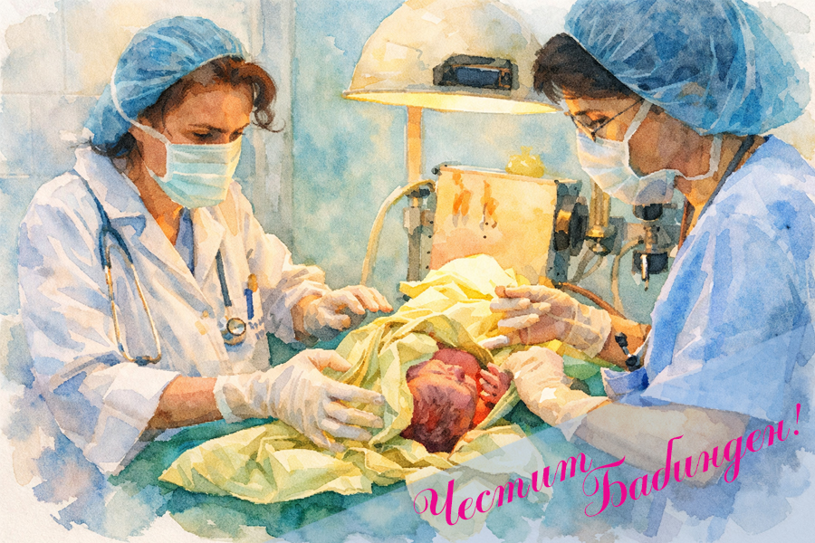 две акушерки поемат новородено