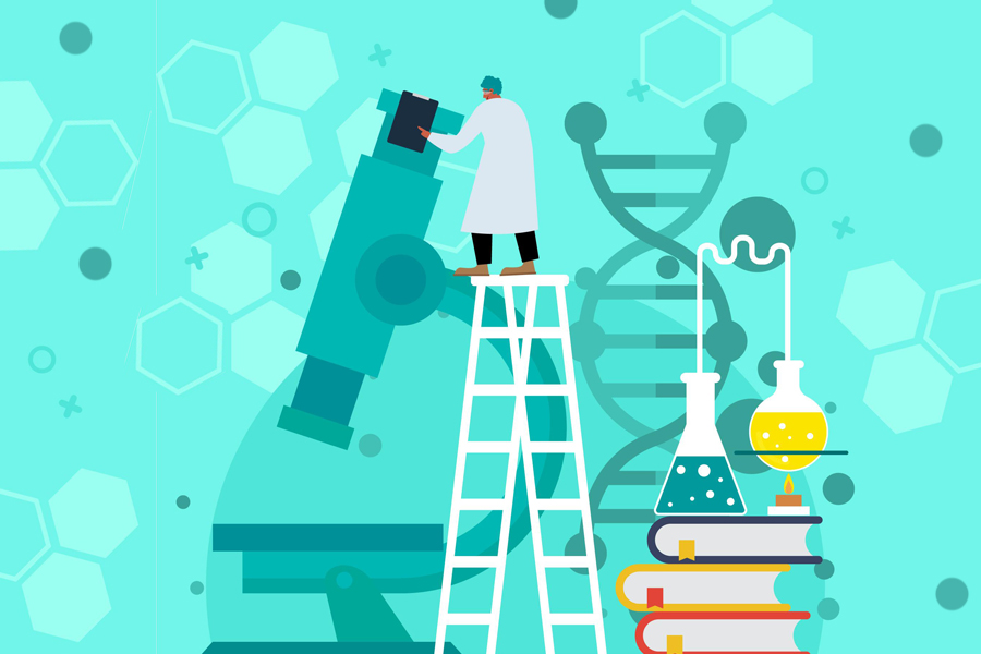 цветна графика на микроскоп, книги, колби,